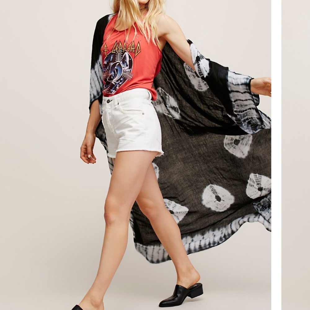 Free People Spellbound Tie Dye Kimono Black O/S